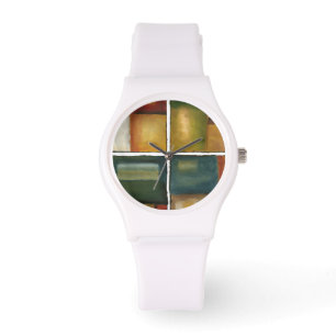 Vier panelverf van Jennifer Goldberger Horloge