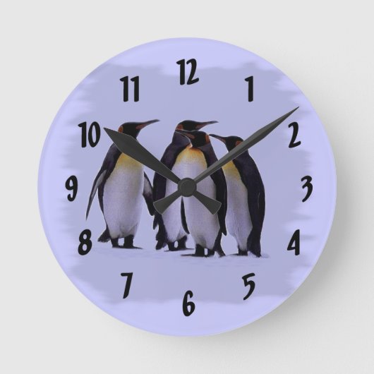 Vier penguins wandklok ronde klok (Voorkant)