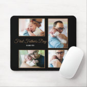 Vier Photo Collage First Fathers Day Script Black Muismat (Met muis)