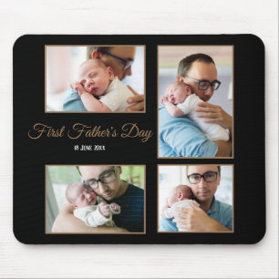 Vier Photo Collage First Fathers Day Script Black Muismat