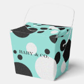 Vier Polka Dot Baby Bridal Sprinkle Party Bedankdoosjes (Voorkant)