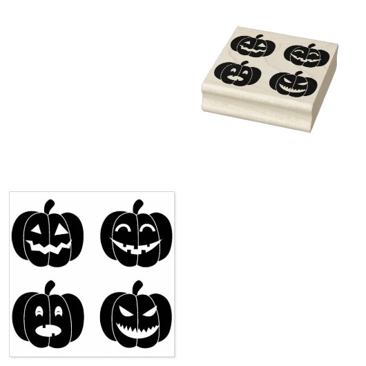 vier pompoenen rubberstempel (Gestempeld)