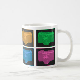 Vier Pop Art Camera's Koffiemok