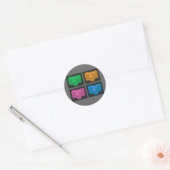 Vier Pop Art Camera's Ronde Sticker (Envelop)