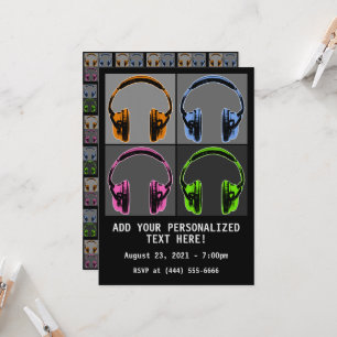Vier Pop Art Headphones Kaart