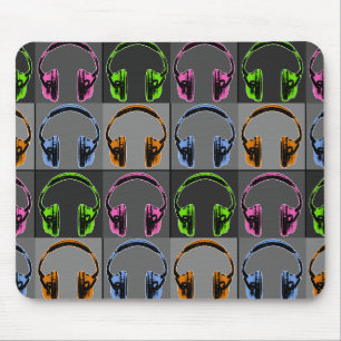 Vier Pop Art Koptelefoons Muismat