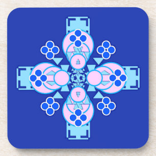 Vier punten Mandala - orchidee, blauw en kobalt Onderzetter