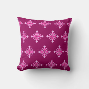 Vier punten Mandala Pattern, Bleek Roze en Plum Kussen