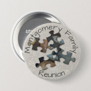 Vier puzzelstukfamilie reünie Memento Ronde Button 7,6 Cm