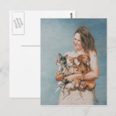 Vier redt het Briefkaart van de Kunst van de Dog (Voorkant / Achterkant)