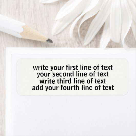 vier regels bewerkbare tekst op gewoon wit etiket (Insitu)