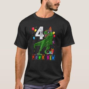 Vier Rex 4th Birthday Fourth Dinosaur 4 Year T-shirt