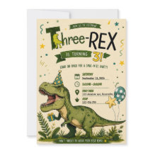Vier Rex Dinosaur 4e Verjaardagsuitnodiging