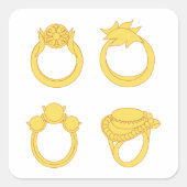 Vier ringen vierkante sticker (Voorkant)