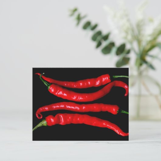 Vier rode Chilies pccna Briefkaart (Staand voorkant)