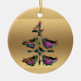 Vier roerende vogels met kerstdecoratie keramisch ornament