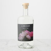 Vier roze pinda's bruiloft likeurfles etiket (Voorkant)