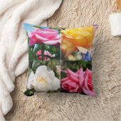 vier roze, witte, gele rozenbloemen kussen (Deken)