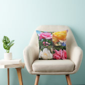 vier roze, witte, gele rozenbloemen kussen (Stoel)