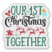 Vier samen met vreugde onze eerste kerst sticker (Voorkant)