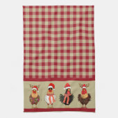 Vier Santa Kippen - Rood en Tan Lumberjack Plaid Theedoek (Verticaal)