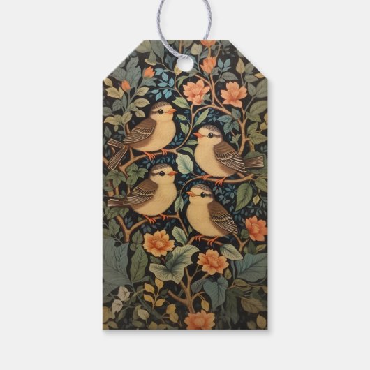 Vier Schattigee Baby Birds Natuur geïnspireerd Cadeaulabel (Voorkant)