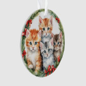 Vier Schattigee Kittens Kerstkrans Kinder Ornament (voorkant)
