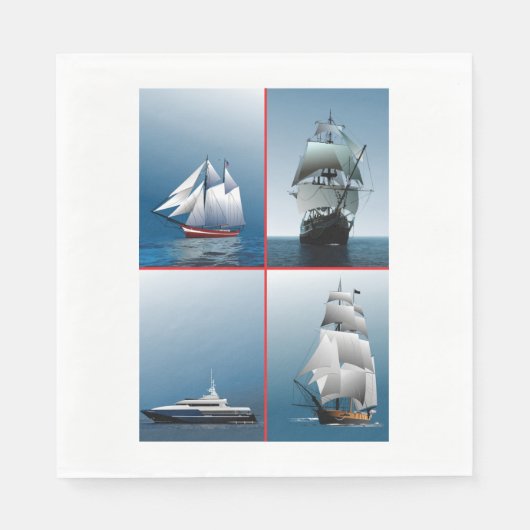 Vier schepen papieren servetten (Voorkant)