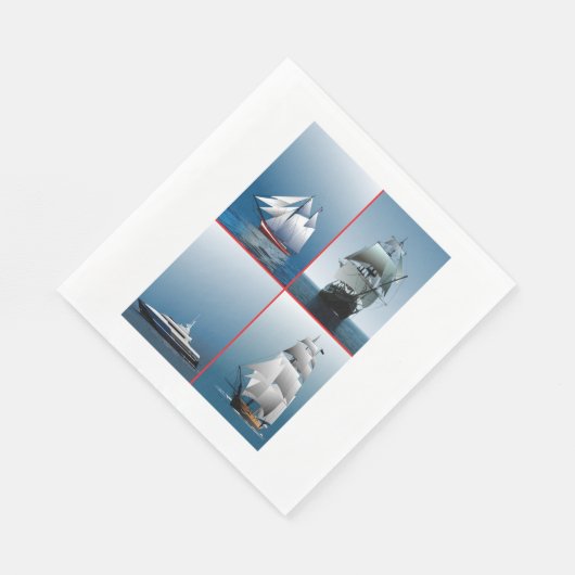 Vier schepen papieren servetten (Hoek)