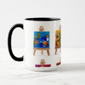 Vier schilderijen van Kay Gale op paling Mok (Links)