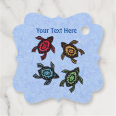 Vier schildpadden abstracte markeringen op gekleur bedankjes labels (Achterkant)