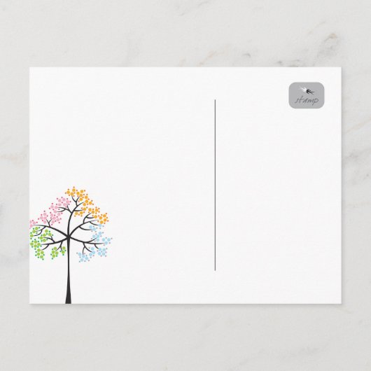 Vier seizoenbomen bos die de datum redden aankondigingskaart (Achterkant)