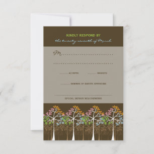 Vier Seizoenen Bomen Natuur Forest Wedding RSVP-ka RSVP Kaartje