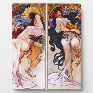 Vier Seizoenen door Alfons Mucha Art Deco Nouveau Fotoplaat