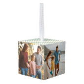 Vier seizoenen "Jaar in Review" Retro Familiefoto Kubus Ornament (Achter hoekig)