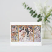 Vier seizoenen, Mucha Briefkaart (Staand voorkant)