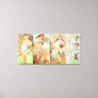 Vier seizoenen van Alfons Mucha, 1896 Canvas Afdruk