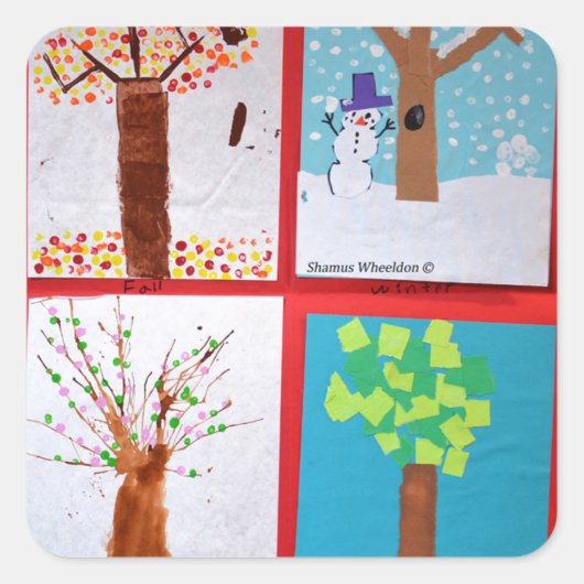 Vier seizoenen vierkante sticker (Voorkant)