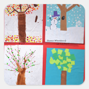 Vier seizoenen vierkante sticker