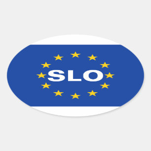 VIER Slovenië "SLO" Vlag Europese Unie Ovale Sticker