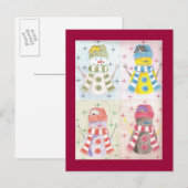 Vier sneeuwmannen briefkaart (Voorkant / Achterkant)