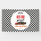 Vier snelheids-rode-raderauto's van vierde verjaar spandoek (Horizontaal)