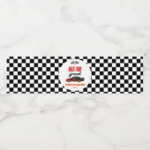 Vier snelheids-rode-raderauto's van vierde verjaar waterfles etiket (Enkel label)