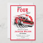 Vier snelheidsraceauto kaart (Voorkant)