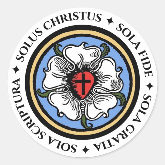 Vier Solas - Lutheran Ronde Sticker (Voorkant)
