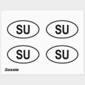 VIER Sovjet-Unie "SU" Ovale Sticker (Vel)