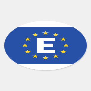 VIER Spanje "E" Vlag van de Europese Unie Ovale Sticker