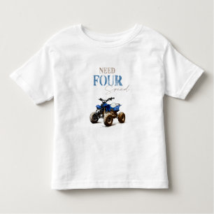 Vier Speed Blue Quad Bike Verjaardag T-shirt