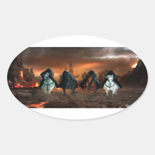 Vier sperma van de Apocalyps Ovale Sticker