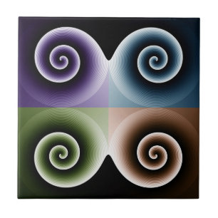 Vier spirale kleurenkunst tegeltje